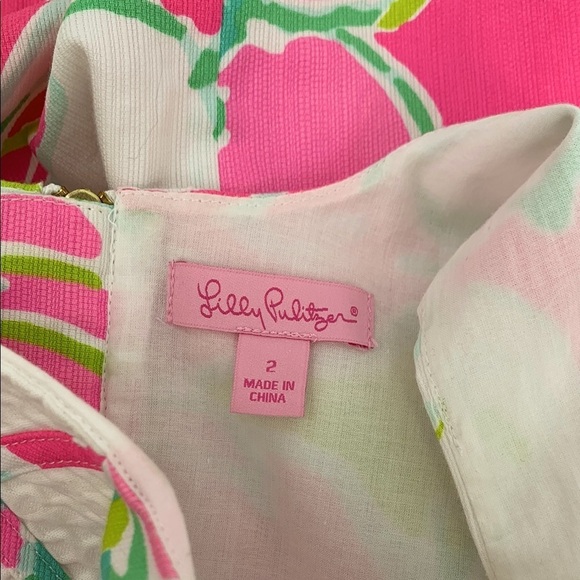 Lilly Pulitzer Cathy shift dress sleeveless Don't Give a Cluck pink green blue 2 - Picture 5 of 5